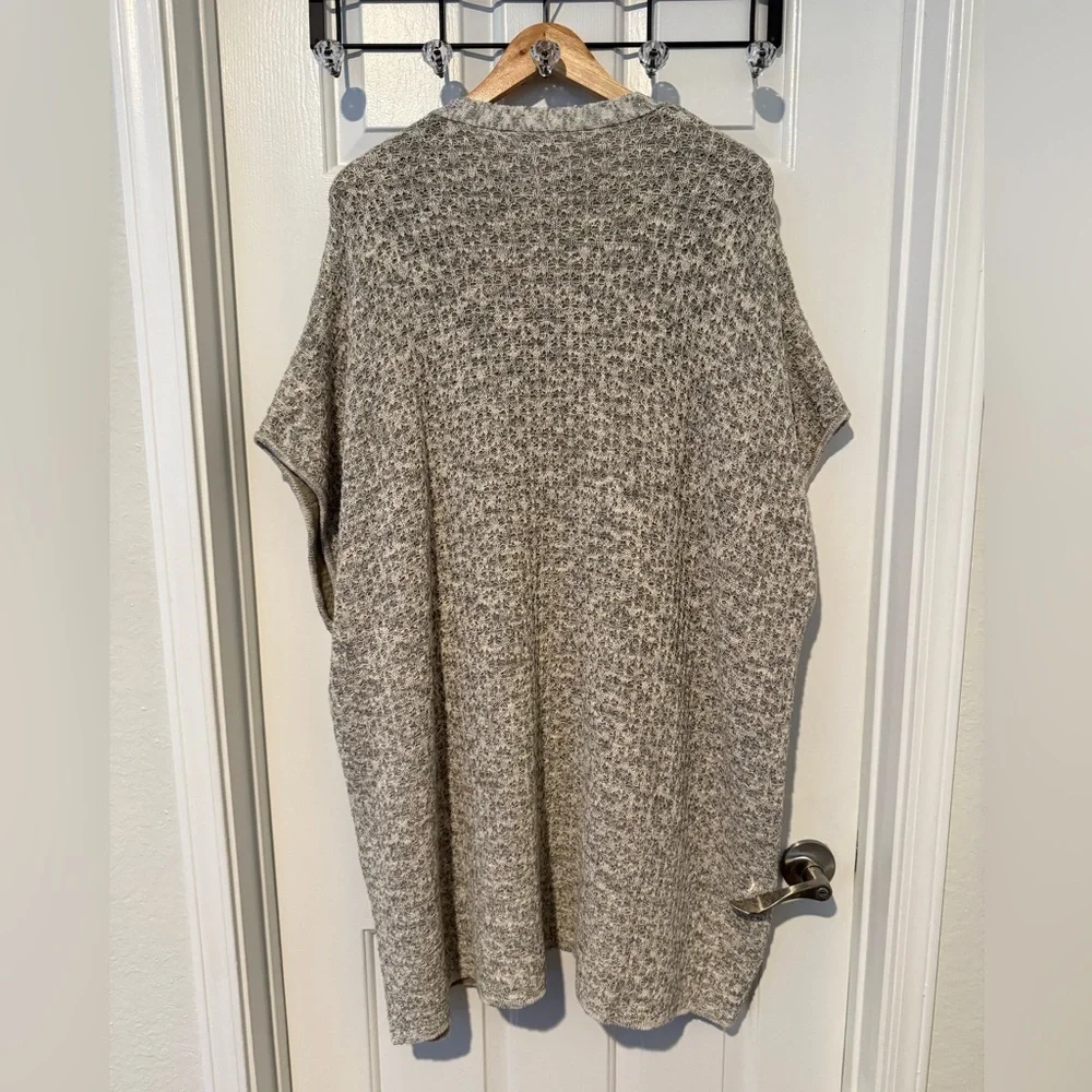 World Market One Size Kimono Cardigan Poncho Duster L XL 1X 2X 3X Pockets Taupe - Picture 4 of 12